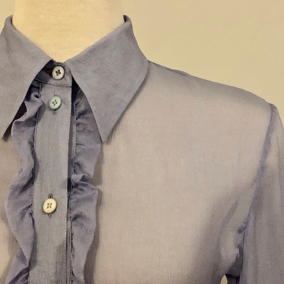 Lilac Silk Ruffled Prada Blouse/Button-Down - Picture 4 of 15